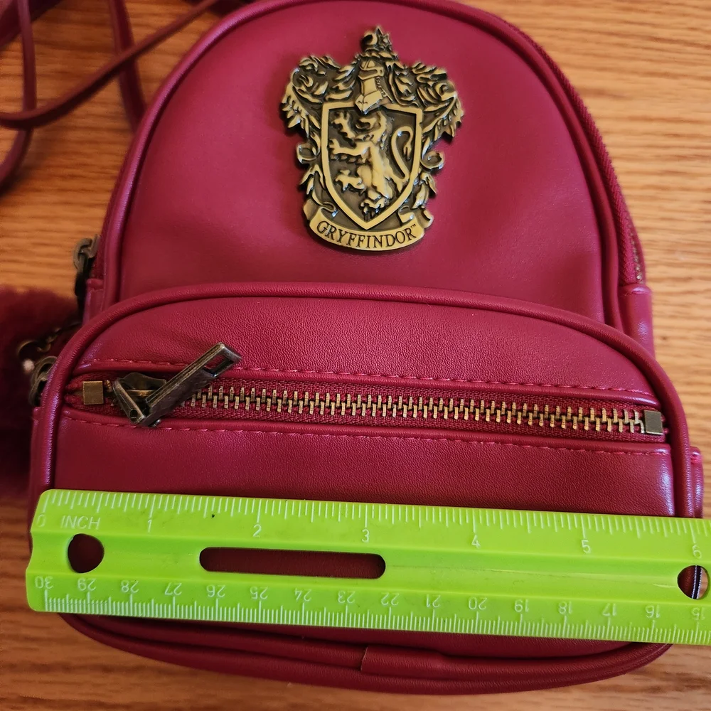 Harry Potter Red Faux Leather Backpack with Gold Griffindor Crest